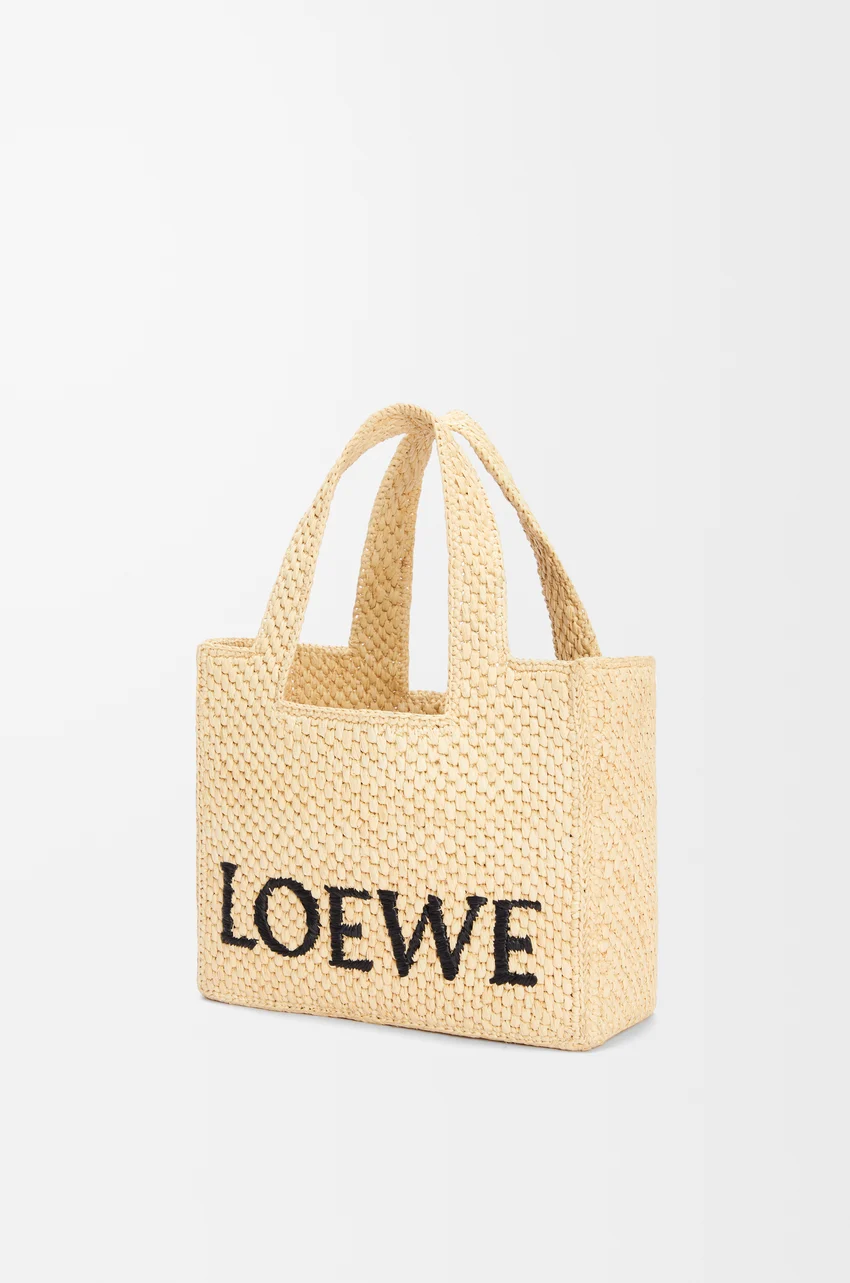 Loewe, Small Loewe Font Tote in Raffia