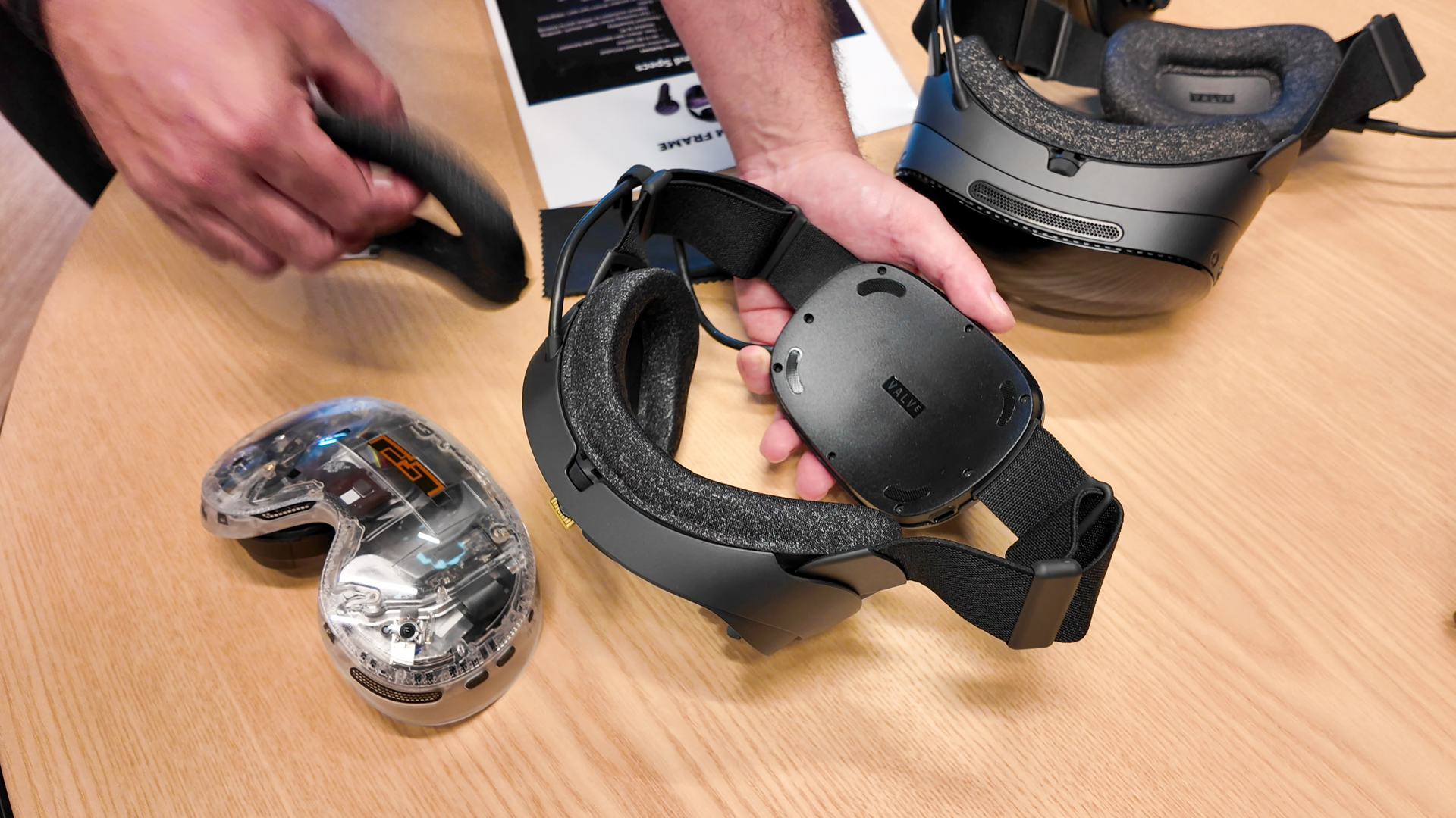 Hands-on with Valve&#039;s new VR headset, the Steam Frame, during an interview at Valve HQ in Bellevue, Washington.