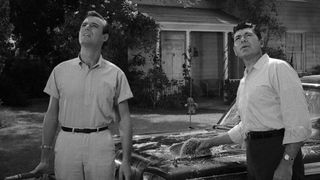 An image from "The Twilight Zone" season 1 episode 22 "The Monsters Are Due on Maple Street"