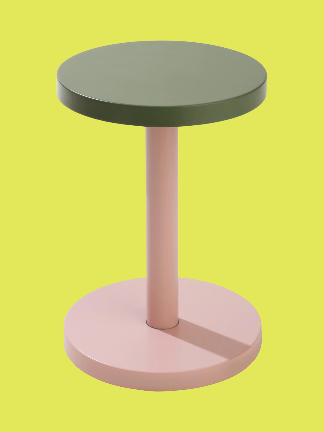 A pink and green side table
