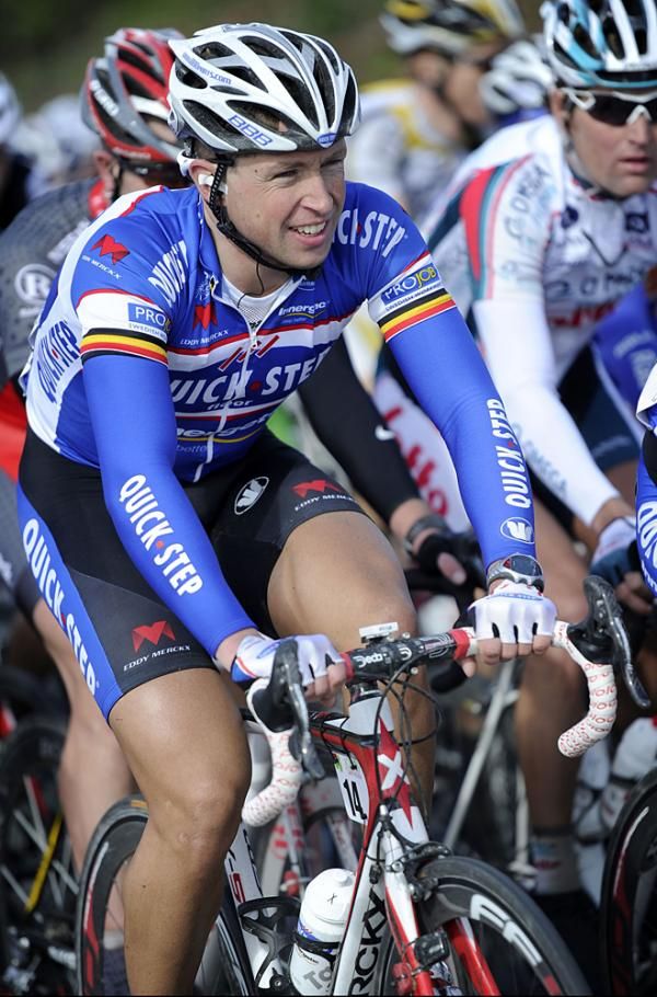 Stijn Devolder (Quick Step) has the stripes of a former Belgian champion