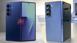 Galaxy Z Fold 7 render from Android Headlines next to Galaxy Z Fold 6