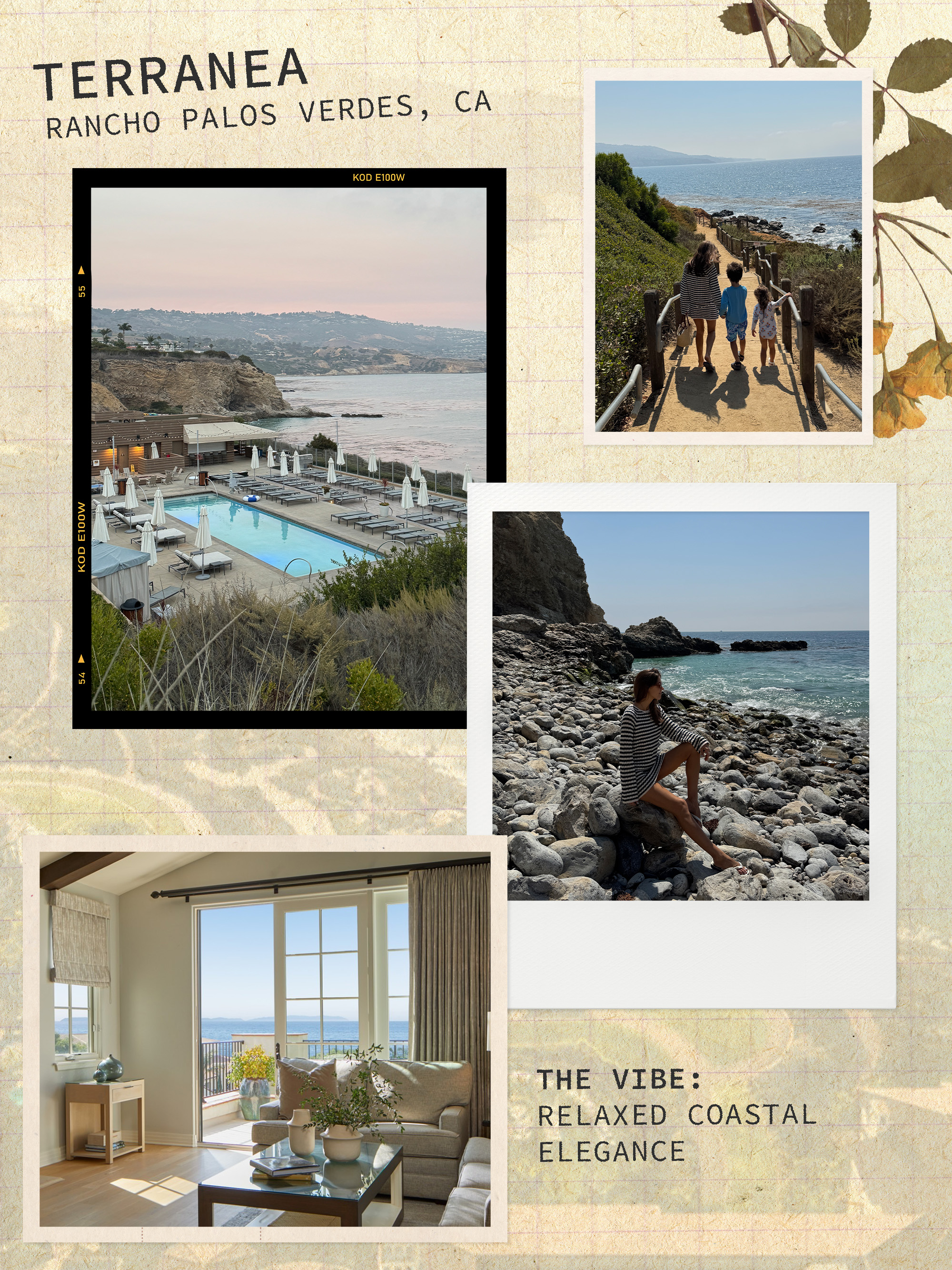 Collage of WWW editor Judith Jones and her family at Terranea Resort.