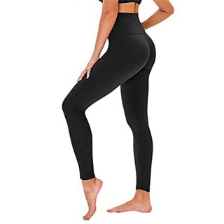 High Waisted Leggings for Women - No See Through Tummy Novelty Workout Yoga Pants With Pockets Reg & Plus Black