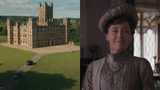 The estate at Downton side-by-side with Bertha looking proud in a NY home in The Gilded Age.