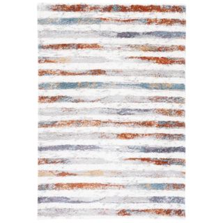 flatweave striped rectangular rug with irregular stripes in muted tones