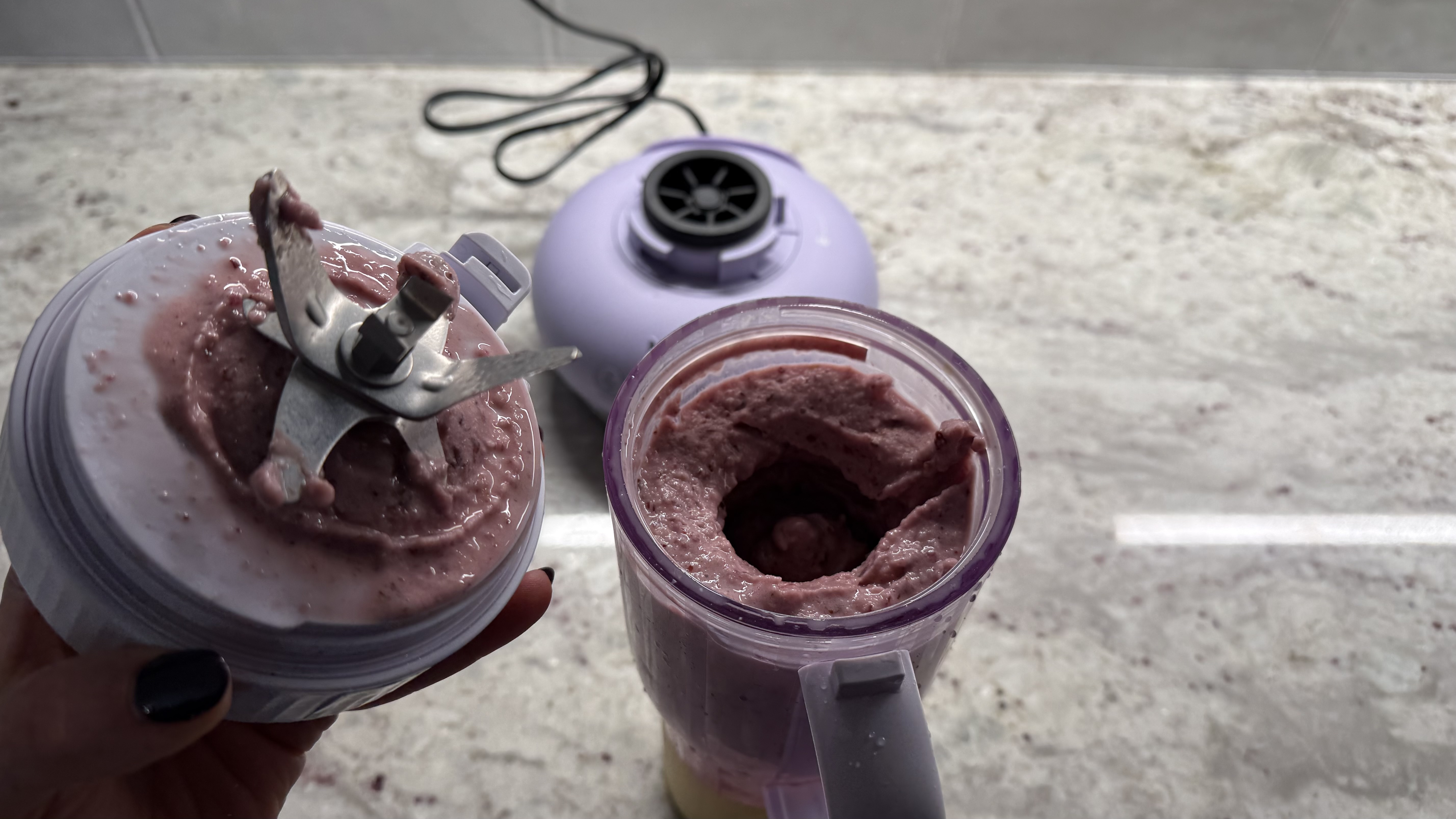 Ninja BlendBOSS&trade; Tumbler Blender with 26oz Travel Tumbler making pasta sauce