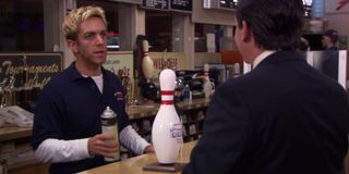 B.J. Novak as bowling alley attendant Ryan Howard and Steve Carell as Michael Scott in The Office