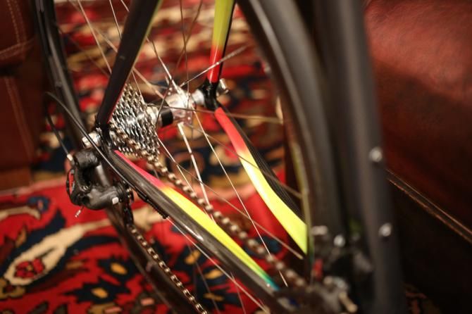 Details of the graphics on the new LeMond TdF90 model which pays homage to his 1990 Tour de France victory