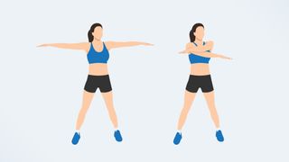 an illo of a woman doing the cross-body arm swing