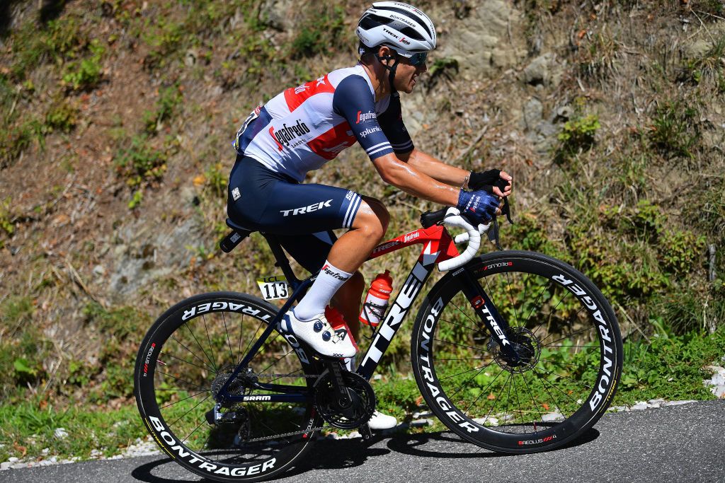 MEGEVE FRANCE AUGUST 15 Kenny Elissonde of France and Team Trek Segafredo during the 72nd Criterium du Dauphine 2020 Stage 4 a 1533km stage from Ugine to Megeve 1458m dauphine Dauphin on August 15 2020 in Megeve France Photo by Justin SetterfieldGetty Images