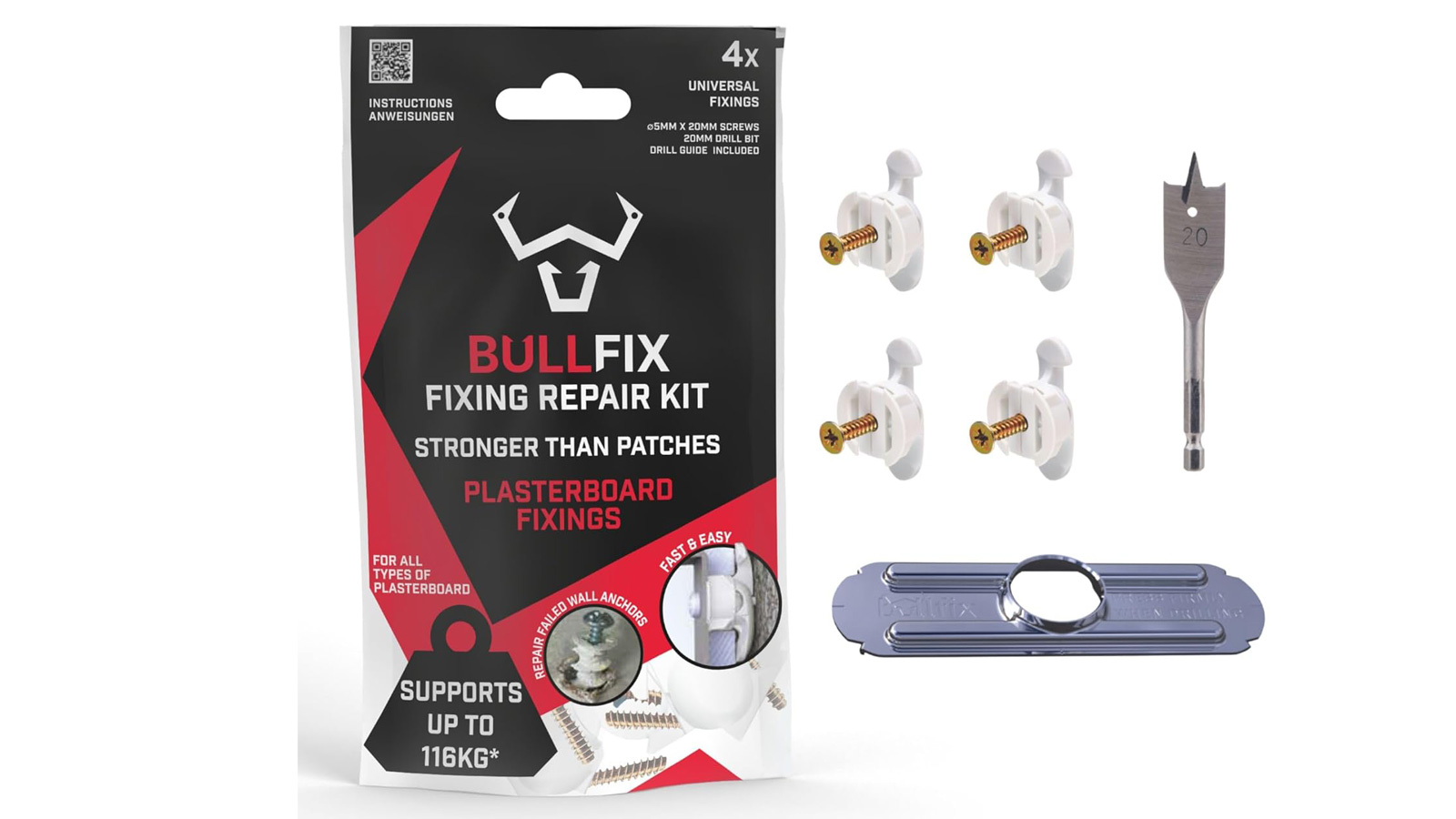 Bullfix Plasterboard Fixing Repair Kit 4 Pack