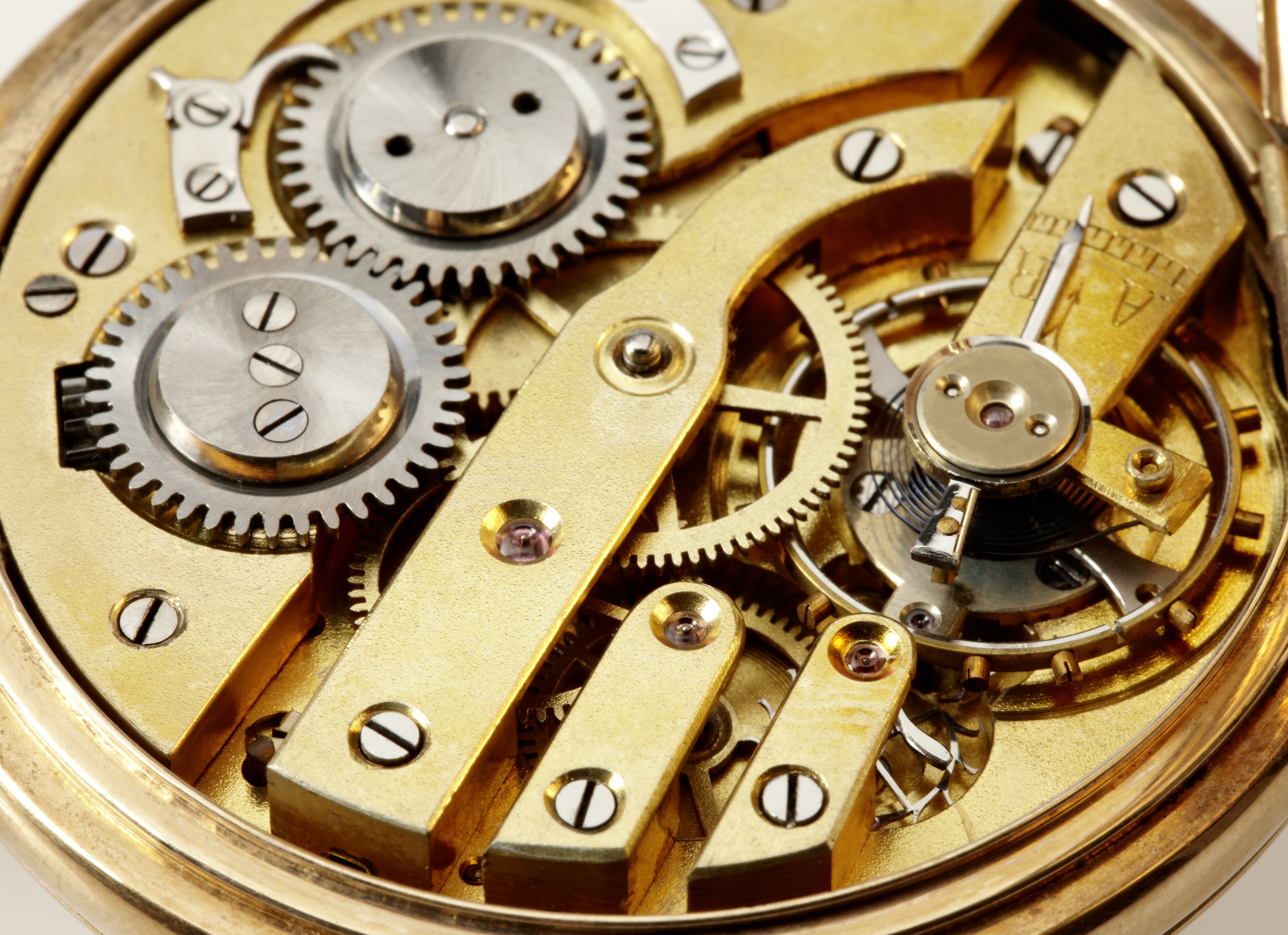 The inside mechanical workings of a watch
