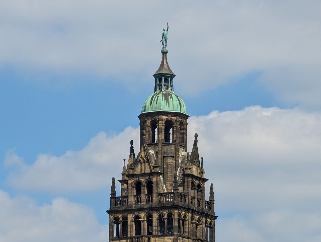 A photo of the top of a church taken with a Google Pixel 7 Pro