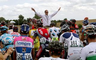 Tour de France race director Christian Prudhomme neutralises stage 11 momentarily due to a crash in the peloton.