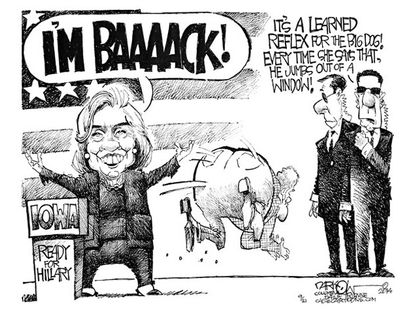 Political cartoon Hillary 2016 Iowa election
