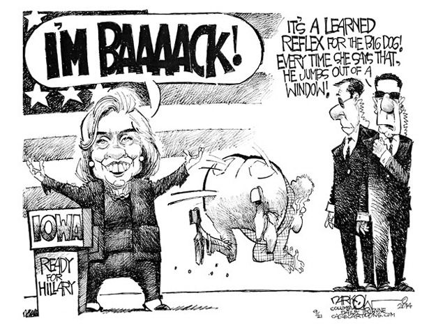 Political cartoon Hillary 2016 Iowa election