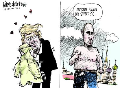 Political cartoon U.S. Russia Donald Trump Vladimir Putin