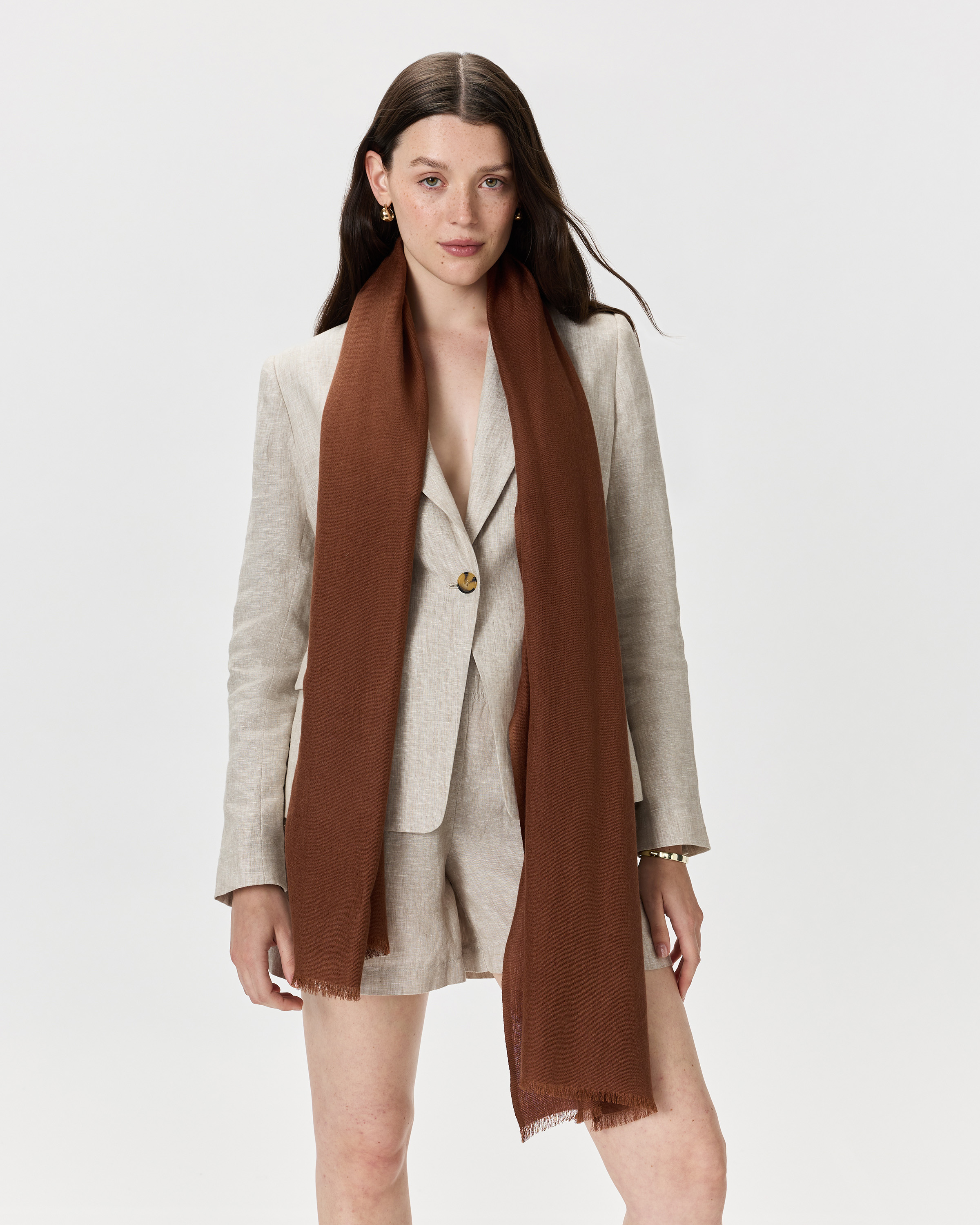 Featherweight Cashmere Silk Frayed Edge Scarf
