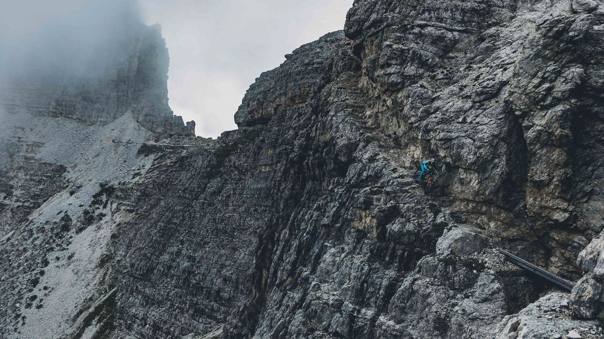 Gee Atherton riding in the Dolomites