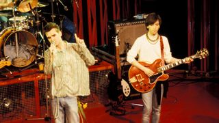The Smiths performing live on the Tyne Tees TV music show, 'The Tube', Newcastle upon Tyne, 16th March 1984. Left to right: Andy Rourke, Mike Joyce, Morrissey and Johnny Marr