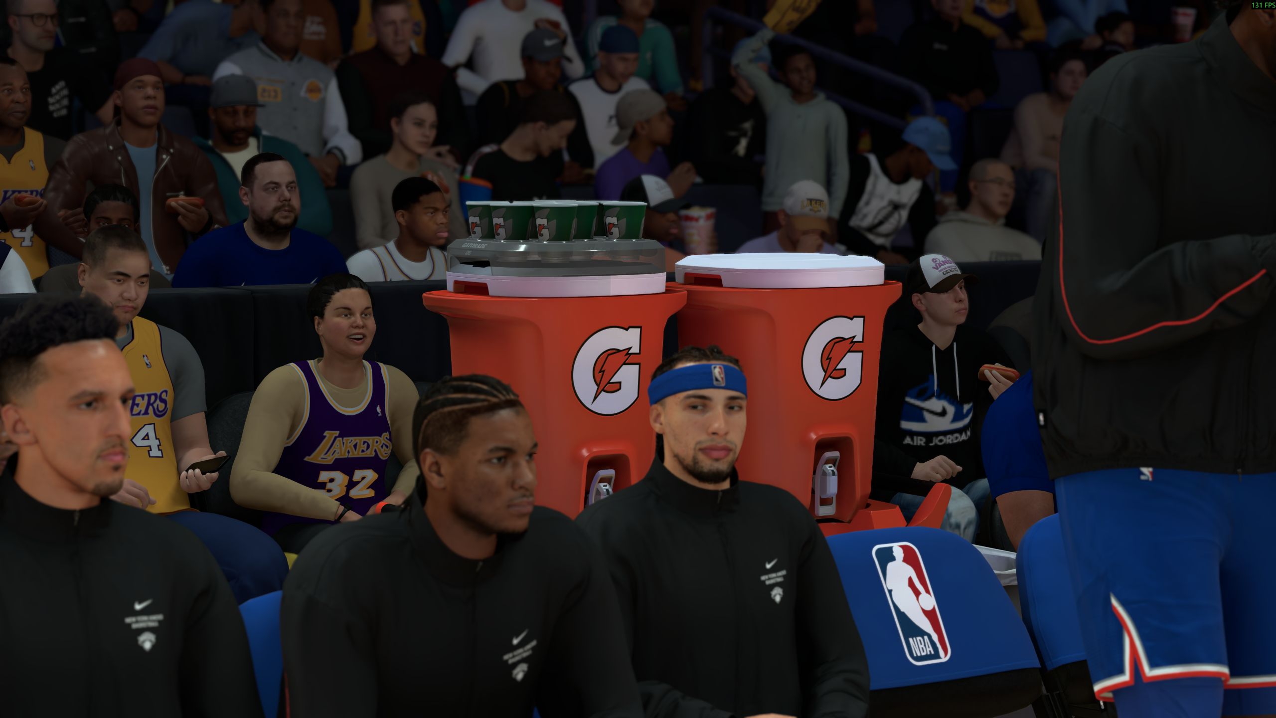A screenshot of some Gatorade tubs in NBA 2K27 with DLSS 5 off