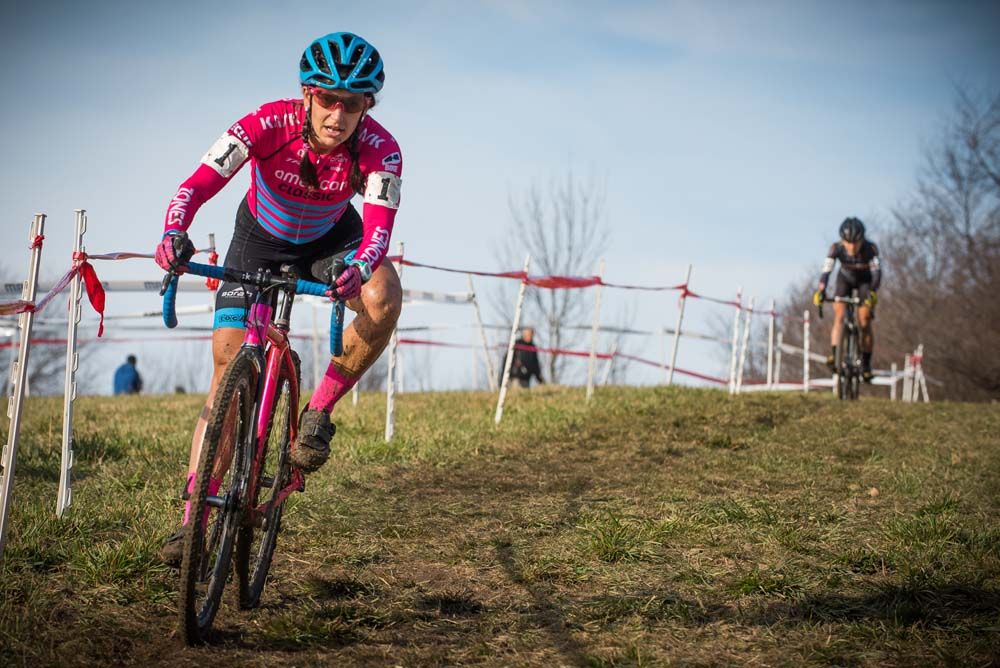 A rider takes a sweeping turn on top Mt. Krumpit