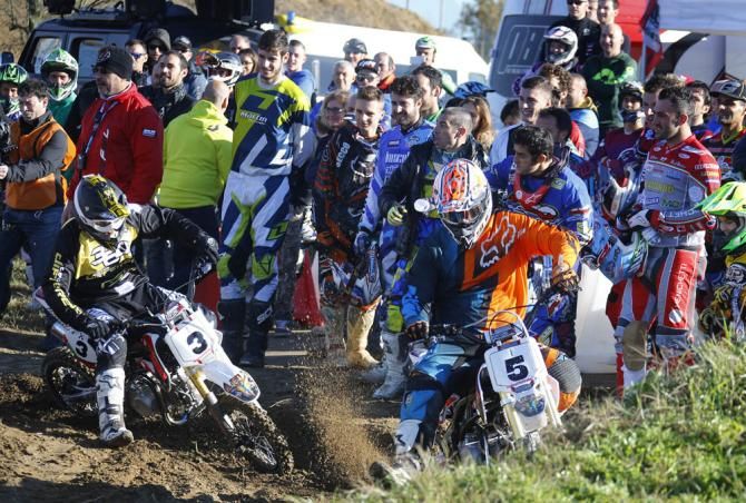 Matteo Pelucchi has a go in the moto-cross event