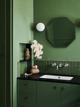 A jewel green bathroom