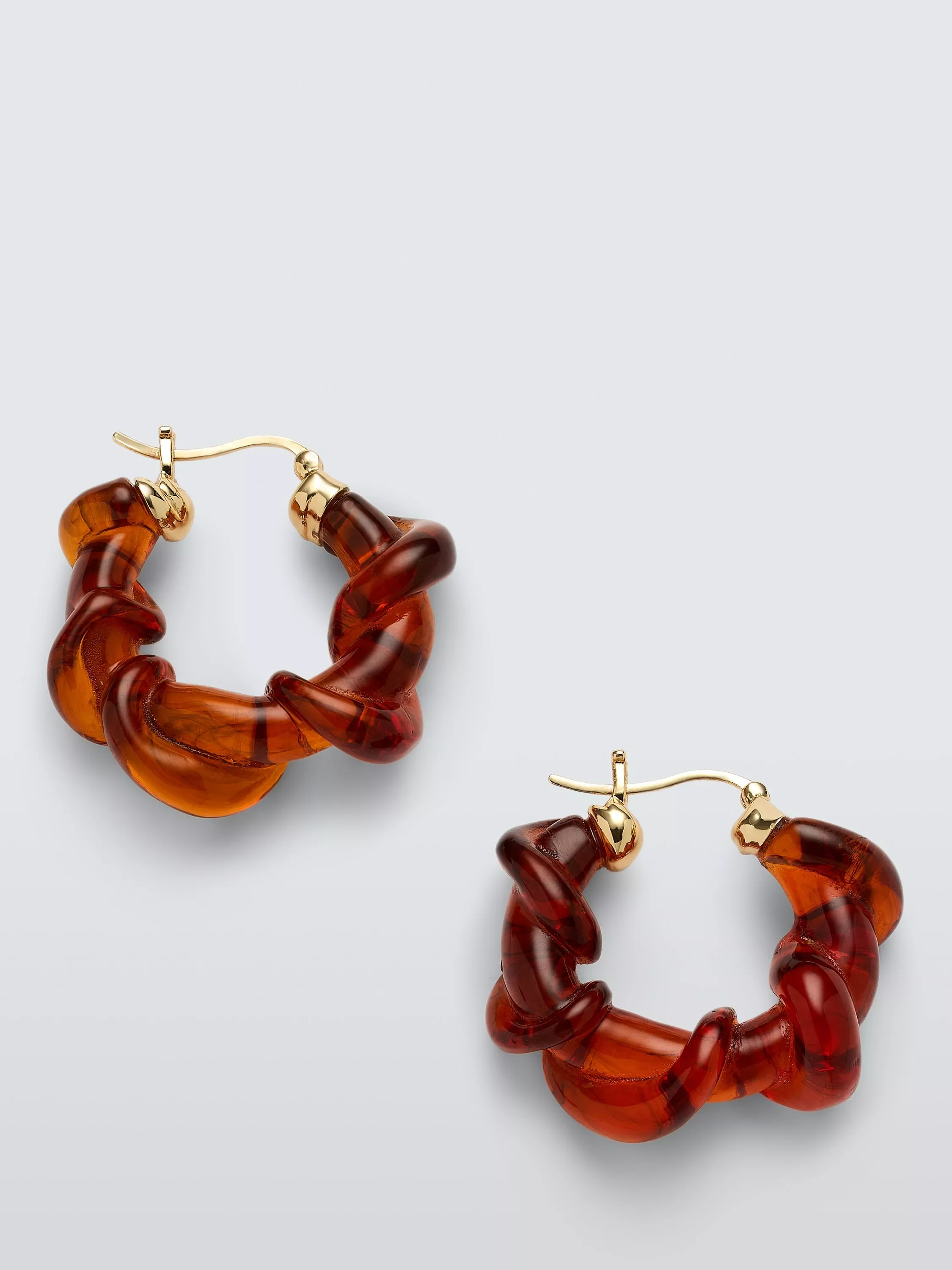 Completedworks X John Lewis Tort Resin Twist Hoop Earrings, Tortoiseshell