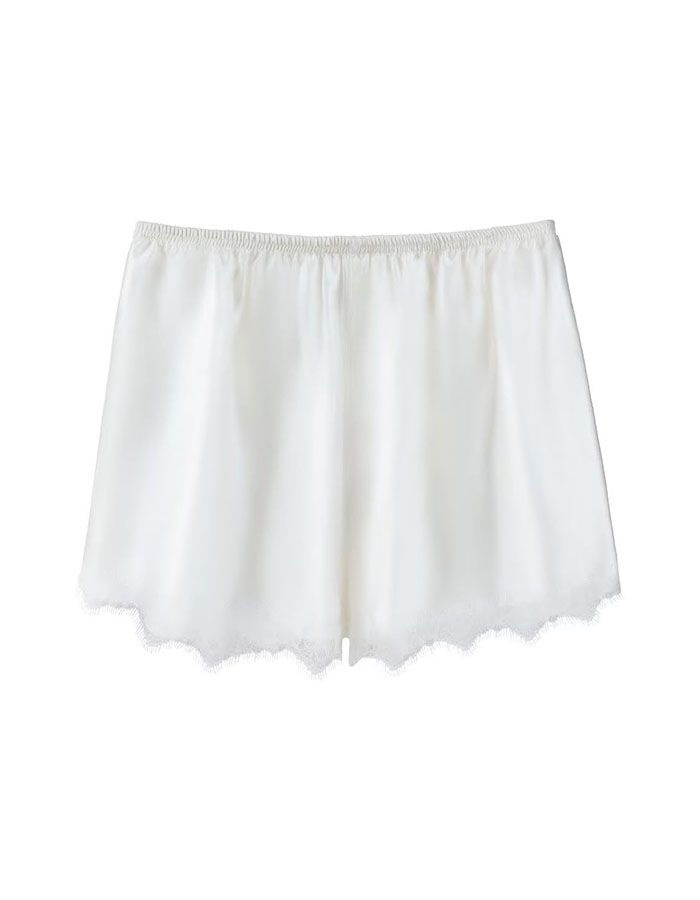 Uu Ben Women Mulberry Silk Shorts 100% Silk Pajama Lounge Shorts Lace Trim French Knickers Sleepwear Bloomer for Women White