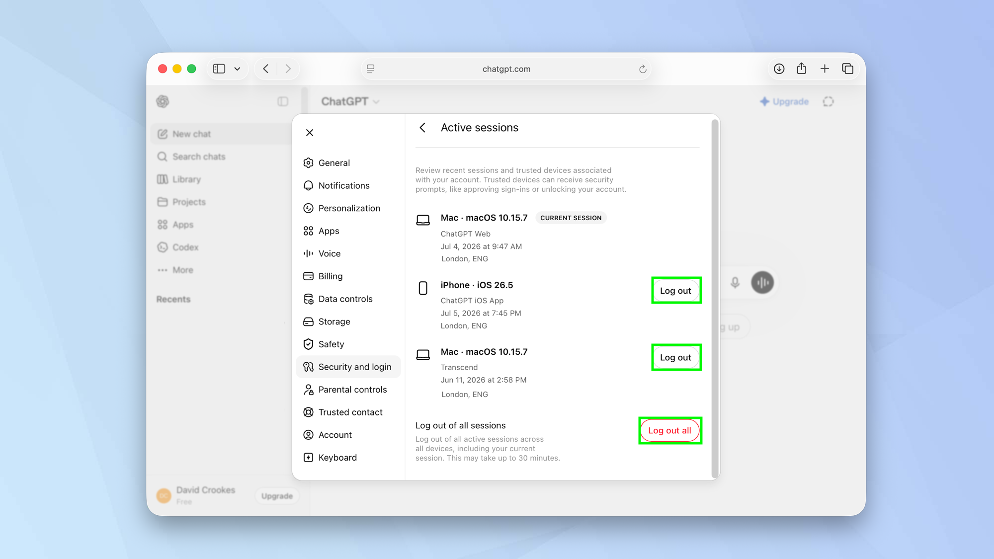 How to sign out of your ChatGPT account on other device