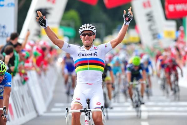 Thor Hushovd (Garmin-Cervelo) wins stage 4 of the Tour de Suisse