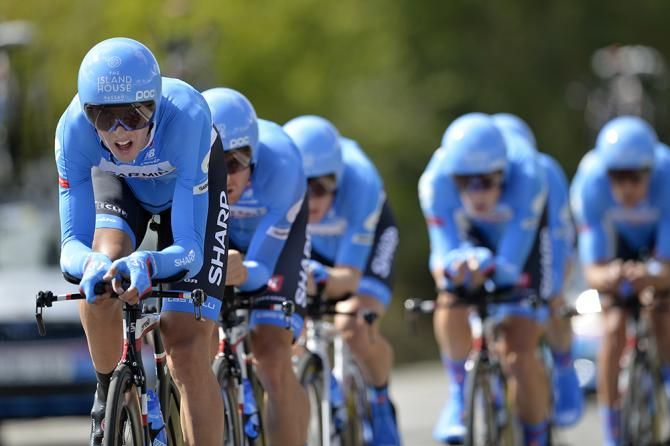 Ramūnas Navardauskas on the front for Garmin-Sharp