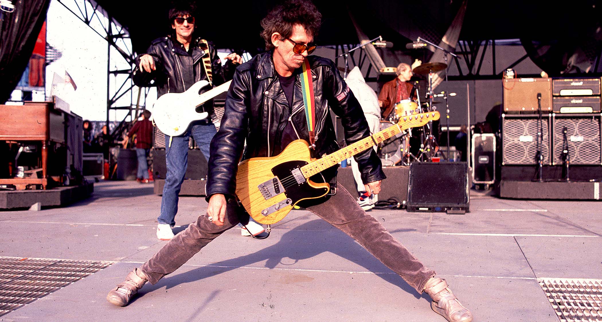 Keith Richards strikes a pose with his legendary "Micawber" Telecaster
