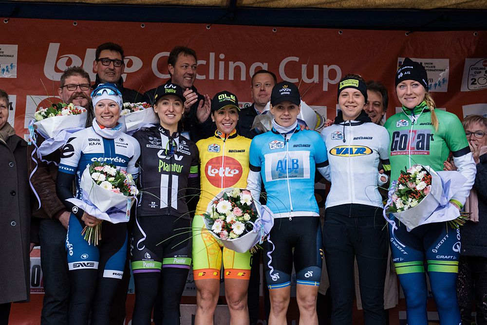 The podium at Omloop van het Hageland