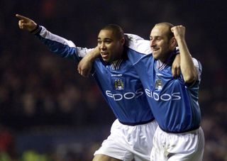 Jeff Whitley, left, during his playing days at Manchester City