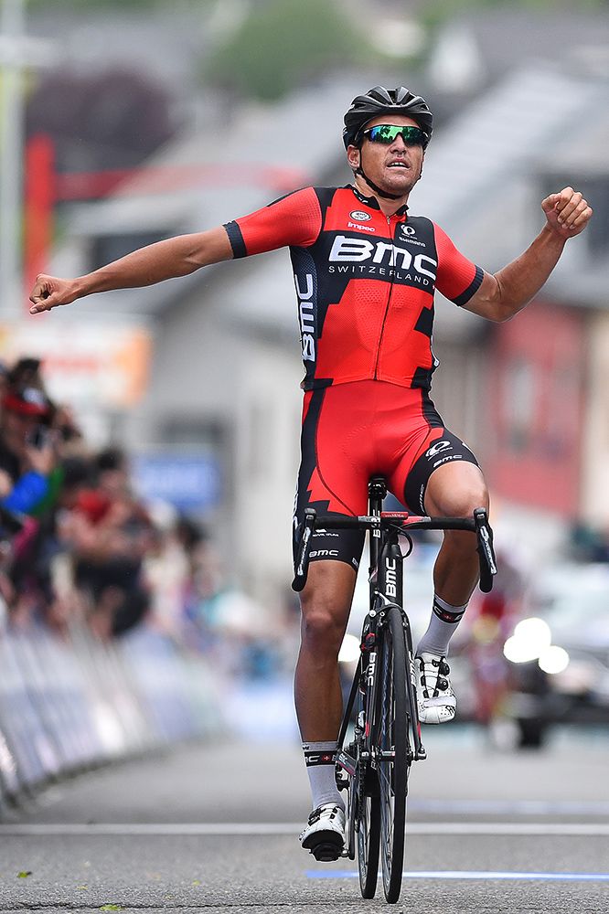 Greg Van Avermaet celebrates the win in Belgium.