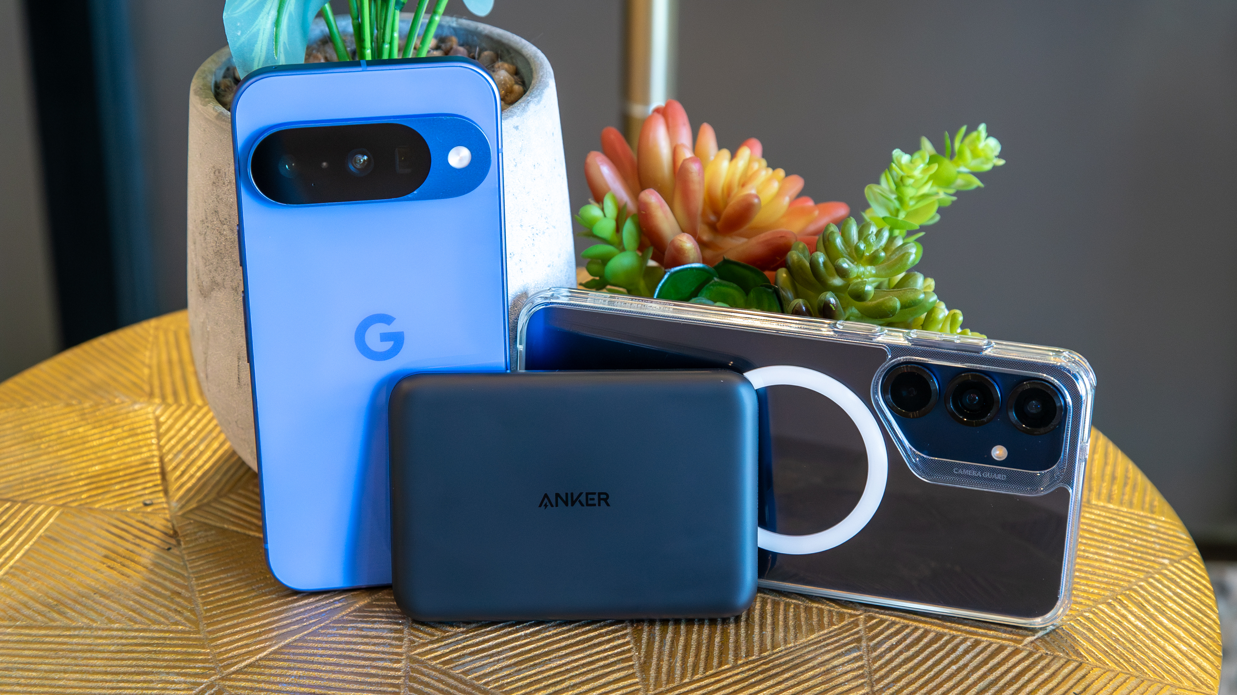 The Anker MagGo Power Bank 5K with the Pixel 10 and Galaxy S25 Plus