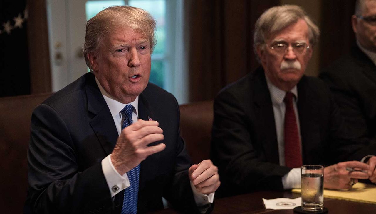 Donald Trump with John Bolton, his national security adviser