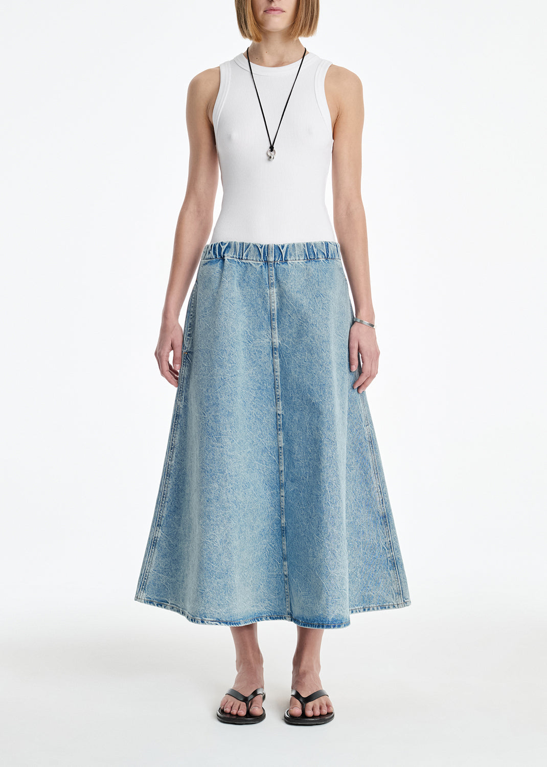 Agolde X Maria Mcmanus Circle Skirt (weightless) in Crinkle Indigo - Xs / Crinkle Indigo