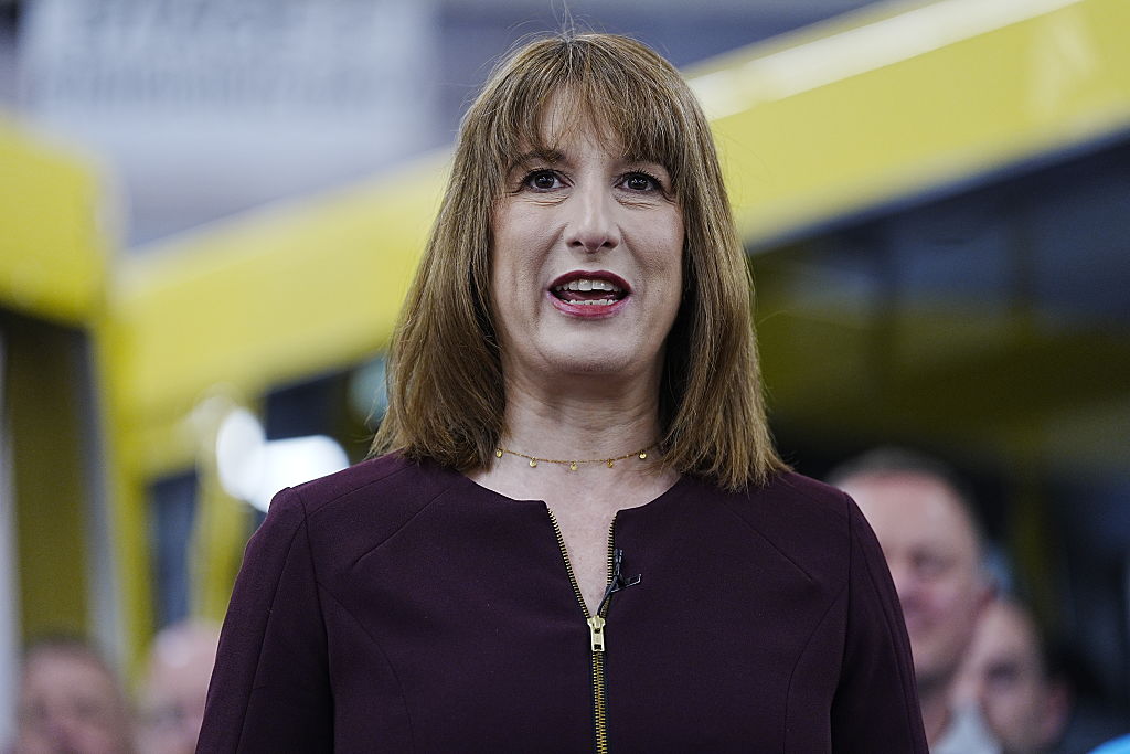 Chancellor of the Exchequer Rachel Reeves delivers a speech during a visit to Mellor Bus on June 4, 2025 in Rochdale, England