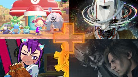 A header image for the Best Games 2026 list with a GamesRadar+ logo, showing Pokemon Pokopia, Romeo is a Dead Man, Demon Tides, and Resident Evil Requiem