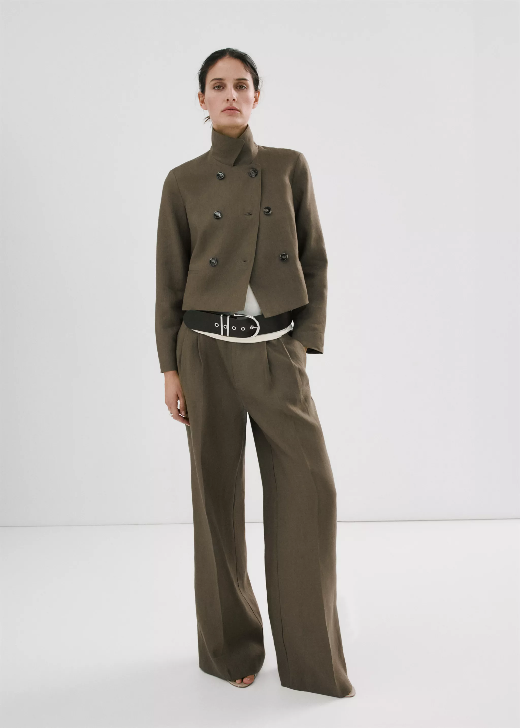 Double-Breasted Linen Jacket - Women | Mango United Kingdom