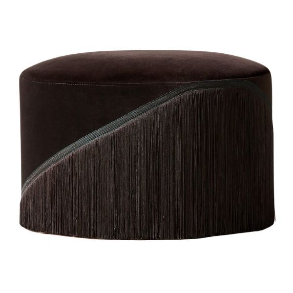 CB2, Vana Espresso Velvet Fringe Ottoman