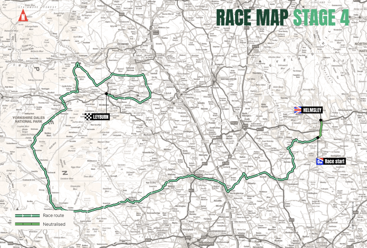 Tour of Britain Men 2026 map of stage 4