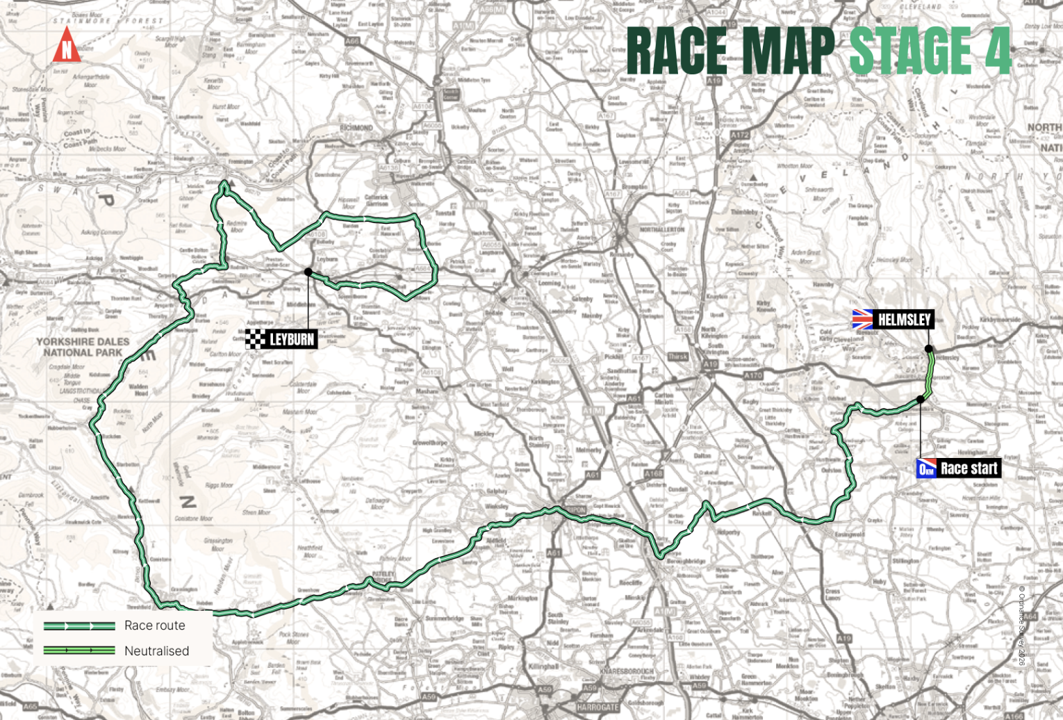 Tour of Britain Men 2026 map of stage 4
