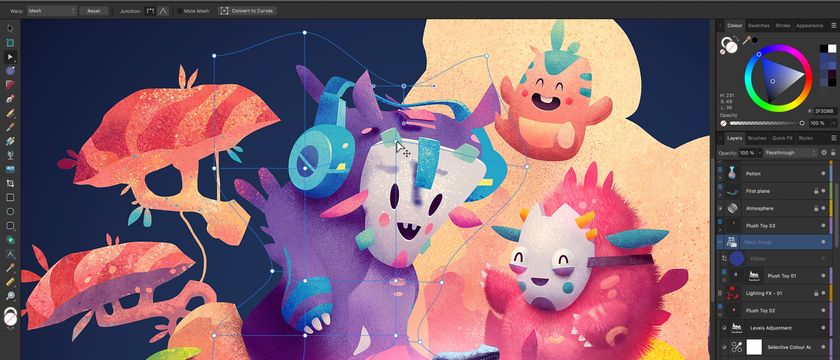 Screenshot of graphic design software Affinity Designer 2