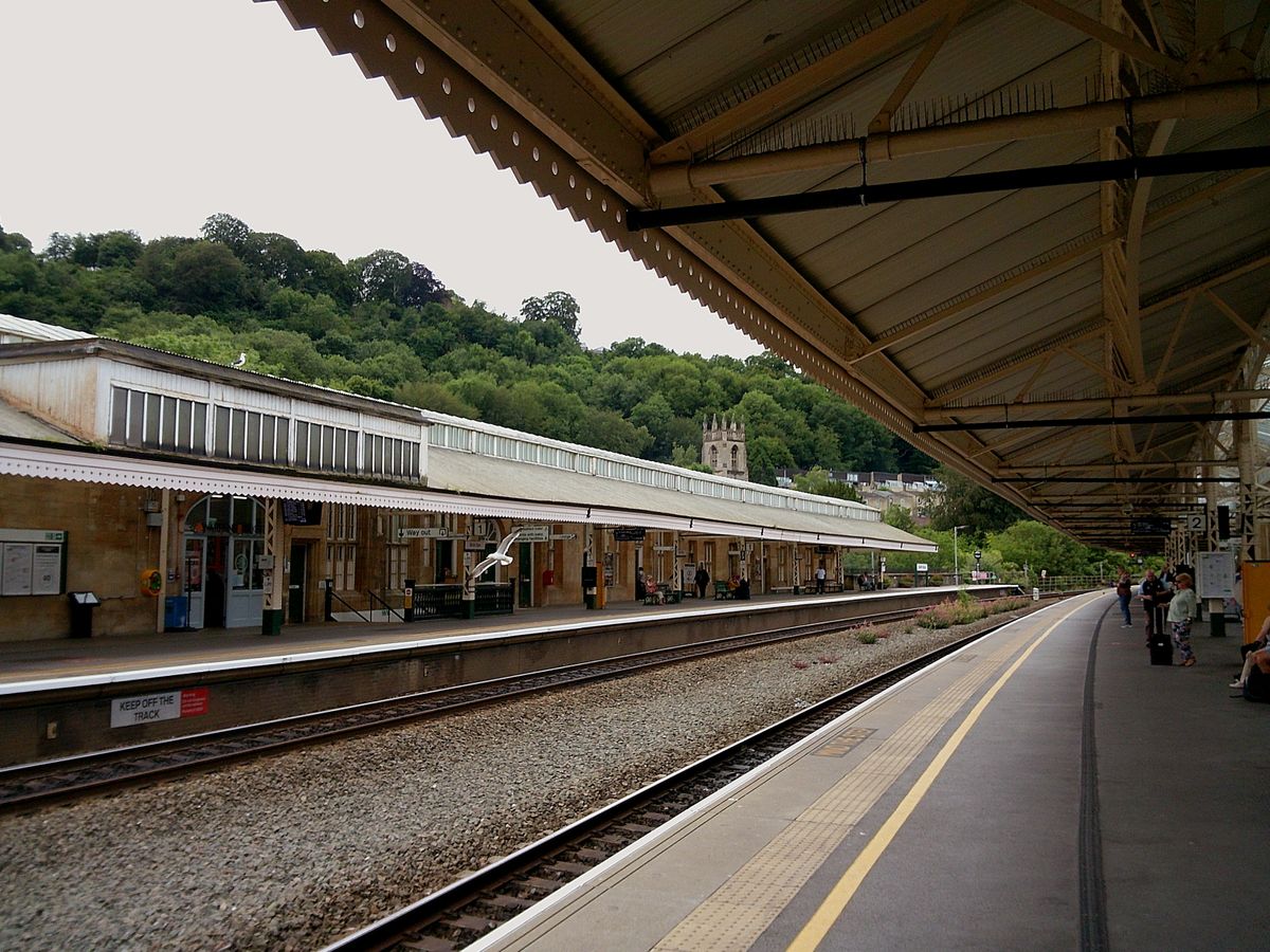 Sample image taken with Camp Snap 2 digital compact camera, showing platforms and train lines at Bath Spa station