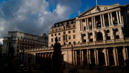 A general view is seen of the Bank of England in London